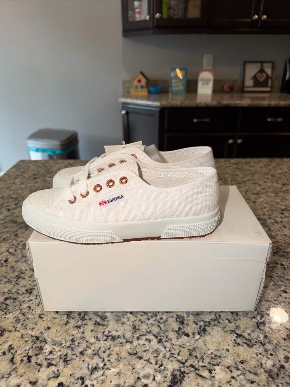 Size 5.5W Superga 2750 Cotu Classic White Rose Gold SKU S000010 Brand New